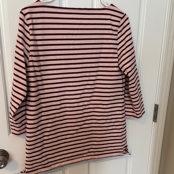 Lands' End Boatneck Tunic Pink and Burgundy Striped Top - Picture 3 of 7